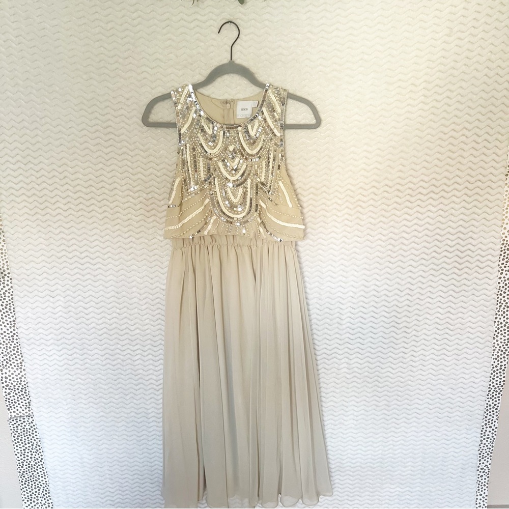 ASOS Maternity Cream Sequin Formal Dress